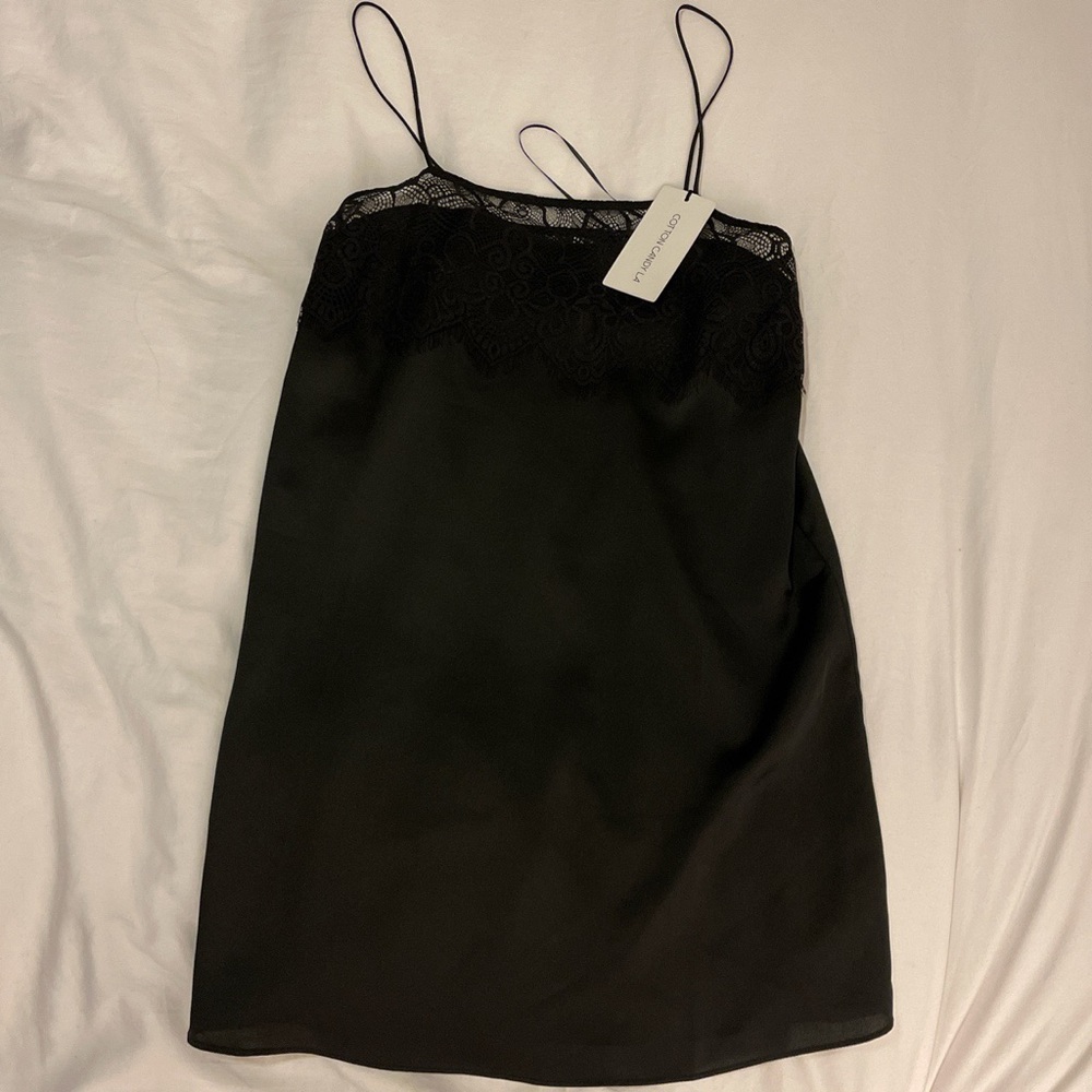 Black lace slip dress